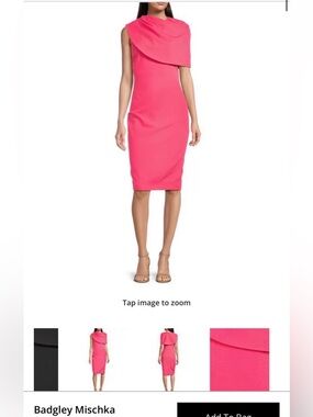 Belle by Badgley Mischka Aranza Stretch Cape Neckline Sleveless Sheath Dress-NWT